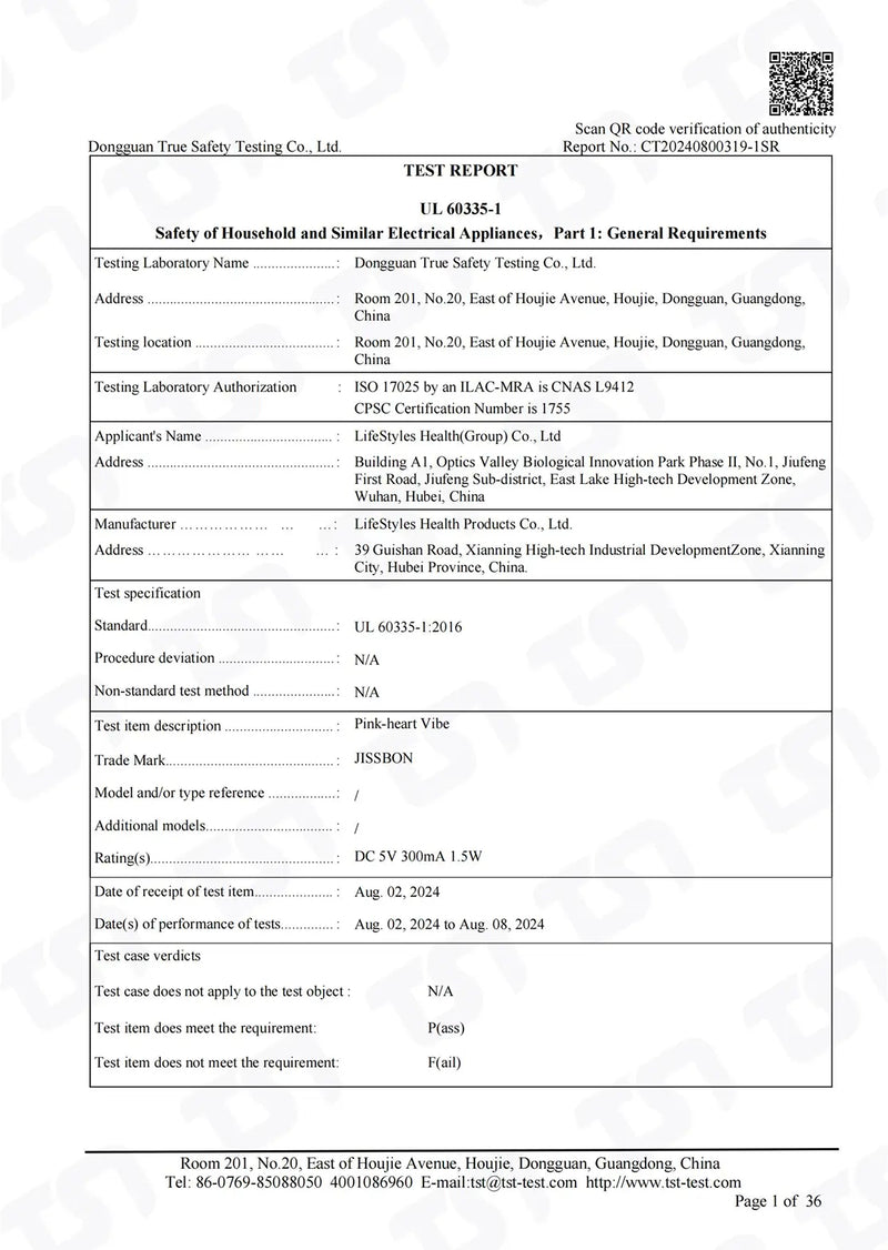 Certification detail