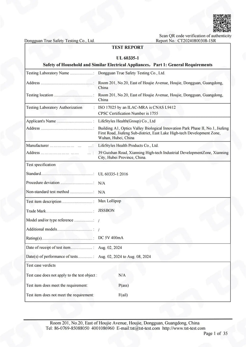 Certification detail