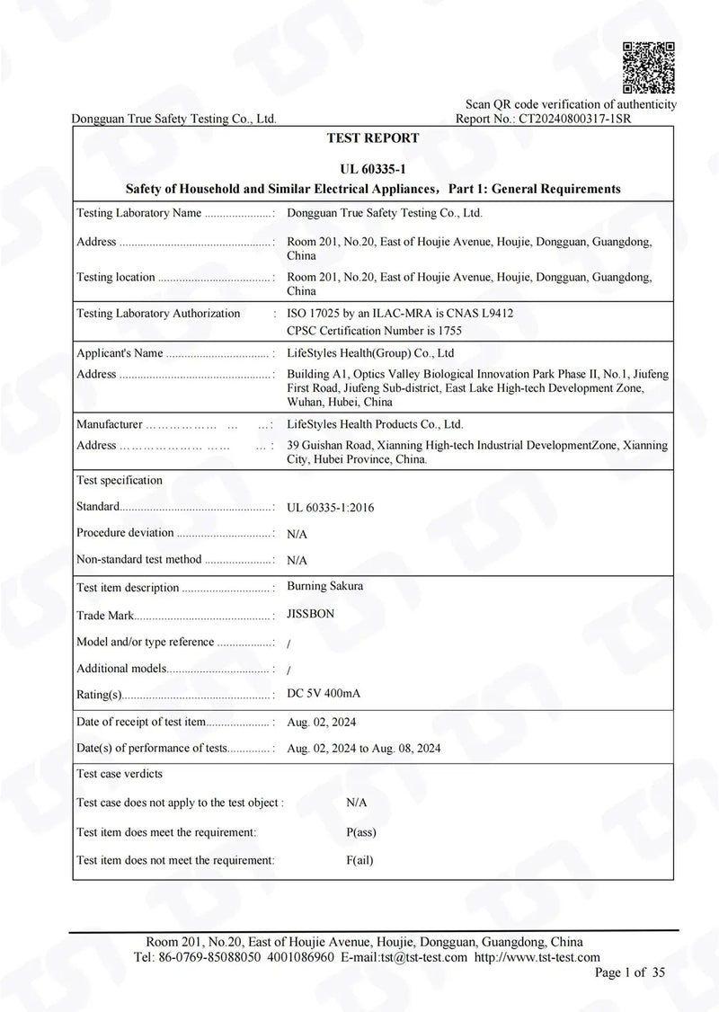 Certification detail