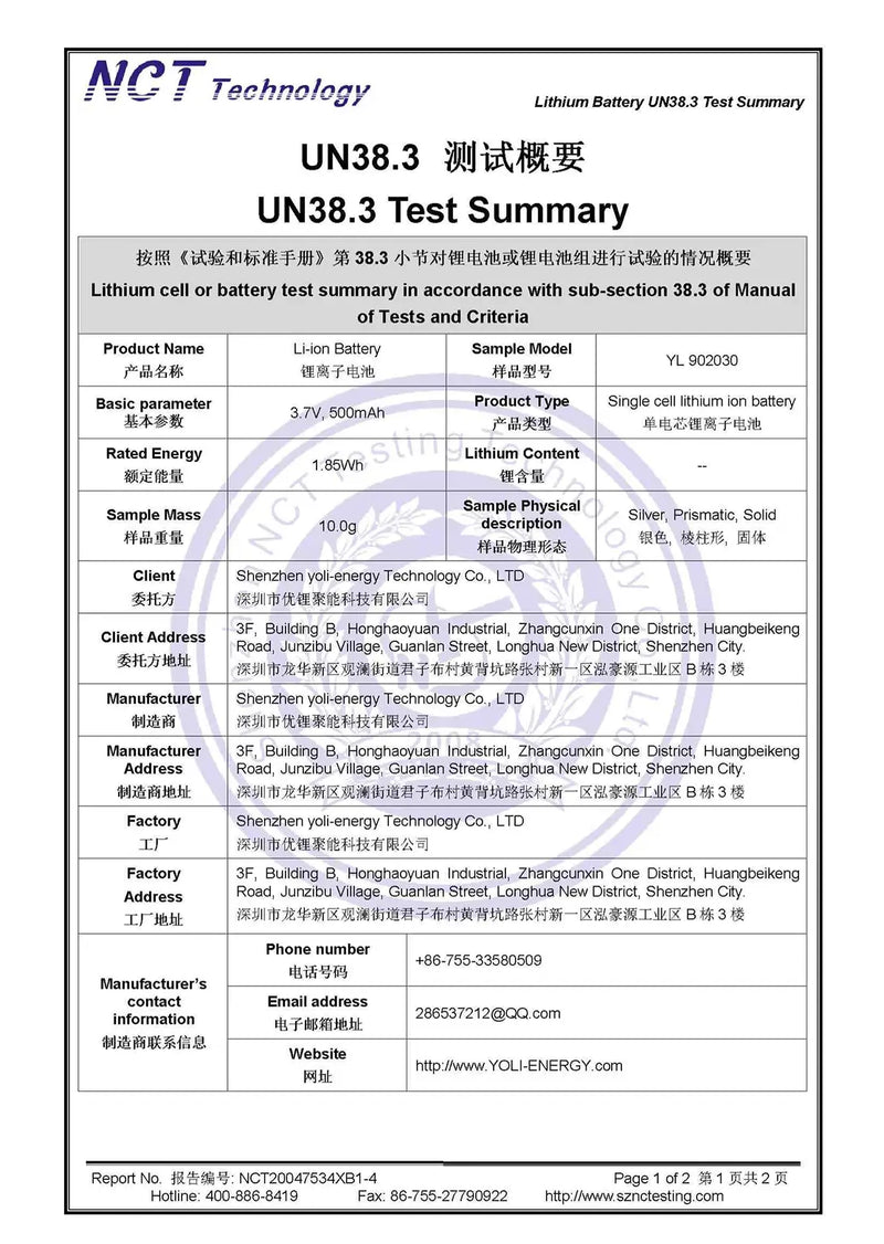 Certification detail
